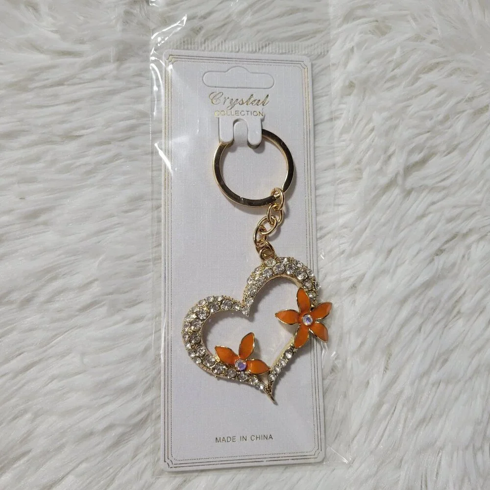 Crystal Collection Floral Heart Keychain